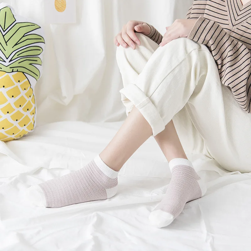 Красочные женские летние удобные хлопковые Kawaii лодочные носки для девочек
