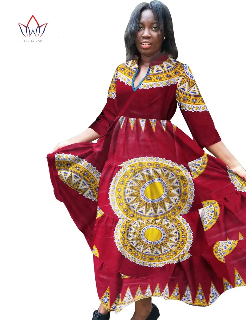 

Traditional African Women Clothing Print Wax Custom Ankle-Length Dress Gorgeous Africa Women Clothing Dashiki Dresses WY420