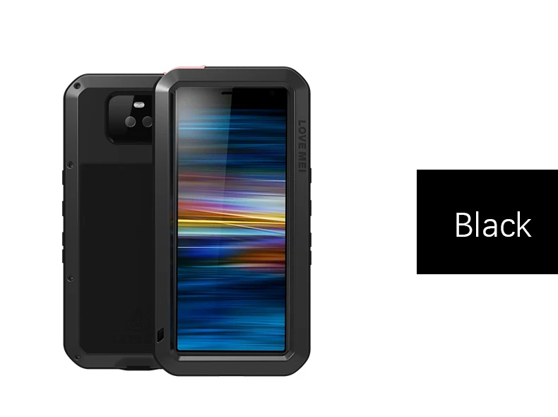 black Gorilla glass) LOVE MEI металлический защитный водонепроницаемый чехол для sony Xperia 10 Plus противоударный чехол для sony Xperia 10 защитный чехол - Цвет: black