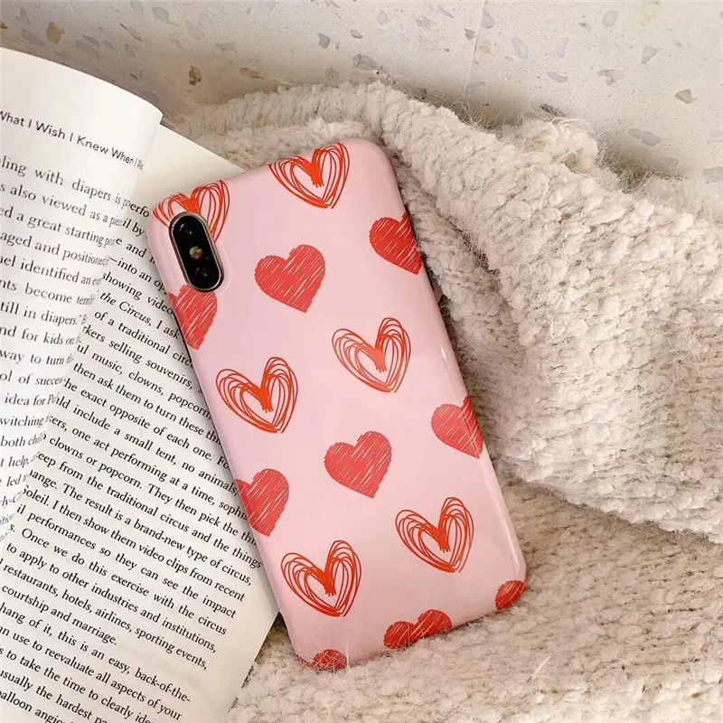 DISCASE глянцевый простой чехол для телефона Doodle Love iphone XS MAX XR 8 7 6 6s plus Универсальный