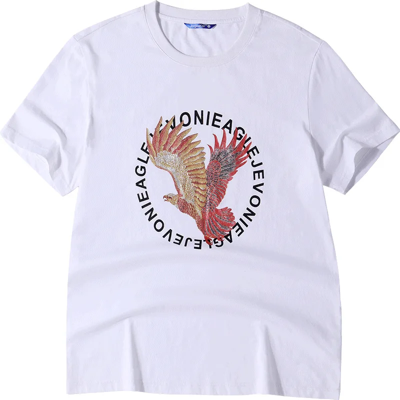 Summer 2019 Men's Fashion Printed T-shirt with Large Size and Short Sleeve Loose Leisure White | Мужская одежда
