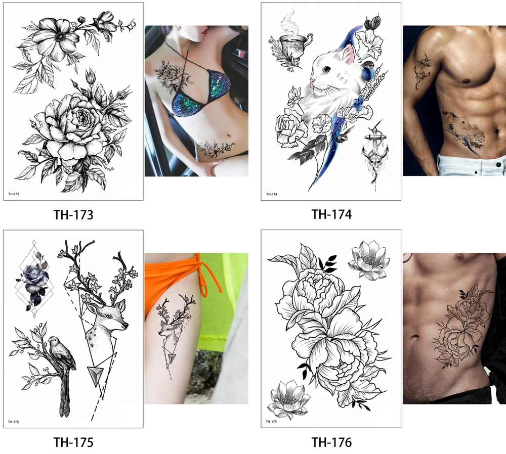 14,8*21 см glaryyears 24 дизайна 1 лист DIY крохотный цветок татуировка животных TH Временное Тело шеи руки ноги назад искусство тату Stikcer