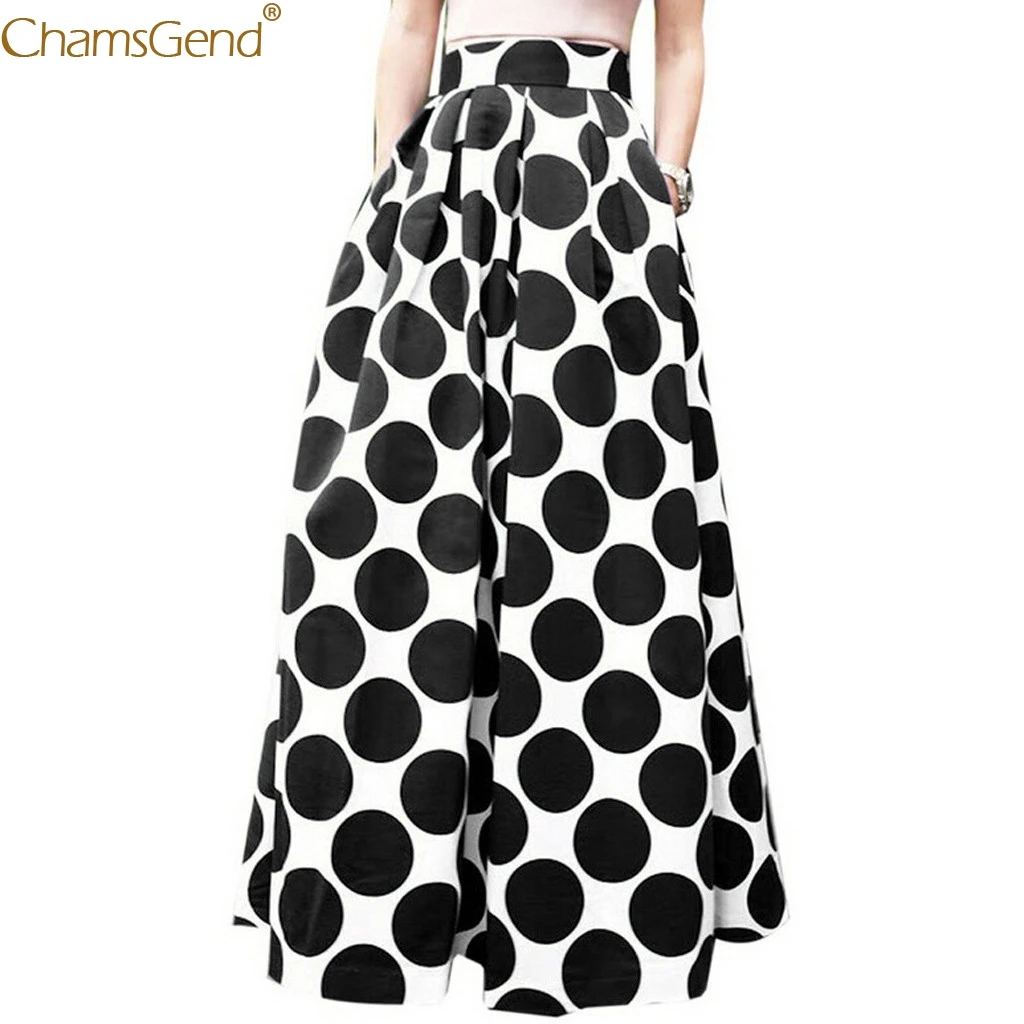 Women's Fashion Dot Printed Long Skirt Autumn And Winter High Waisted Party Female Casual Ankle-Length Ball Gown Black Jun11 | Женская