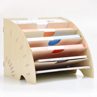 B Coloffice Creative1PC большая емкость деревянная подставка для книг Многофункциональная офисная настольная коробка для хранения данных стойка для школы и офиса - Цвет: B
