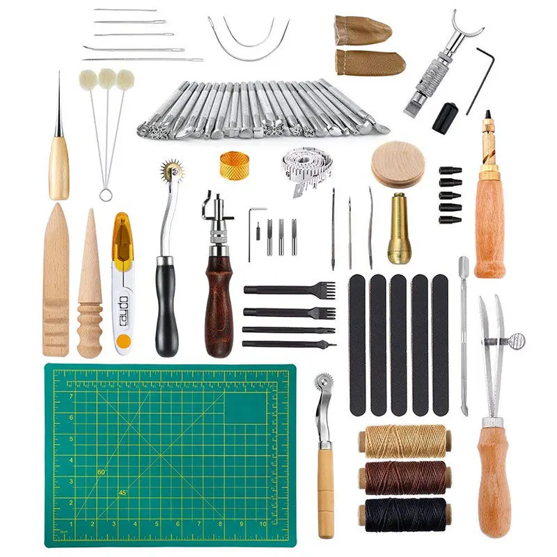 

Leather Tool Sets 50Pcs/set Hand-sewn Home DIY Carving Punching Equipment Hole Cutting Knife Multifunction Process Tool Sets