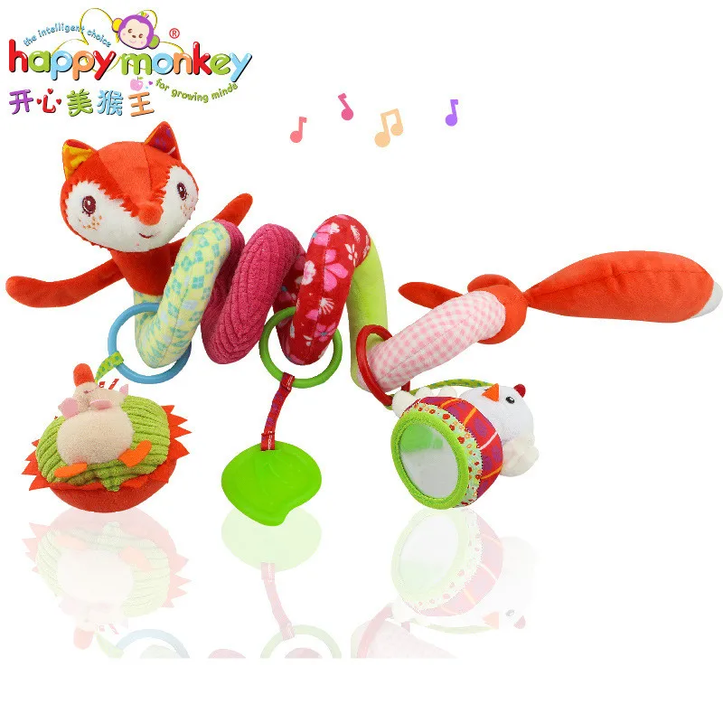 

Happy Monkey stroller bed educational car kids fun fox bed surround artistic gift ring paper cognition rattle soft baby toy