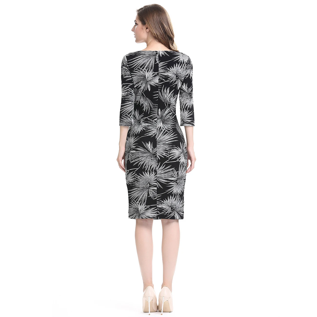 Роскошные Dress Знаменитости Elegent Черный Цветочные Женщины Квадратный Воротник