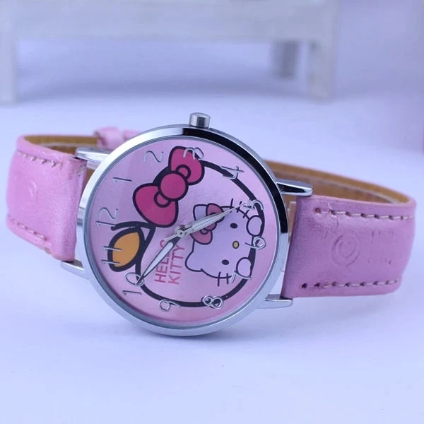 Кварцевые детские наручные часы hello Kitty модные розовые студенческие с героями