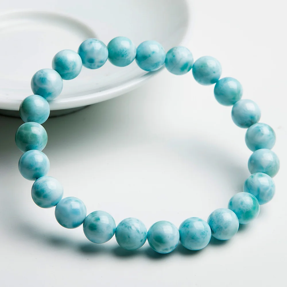 8 мм браслет из натуральных синих бусин Larimar от Dominica Gemstone Healing Stretch Water Pattern AAAAAA |