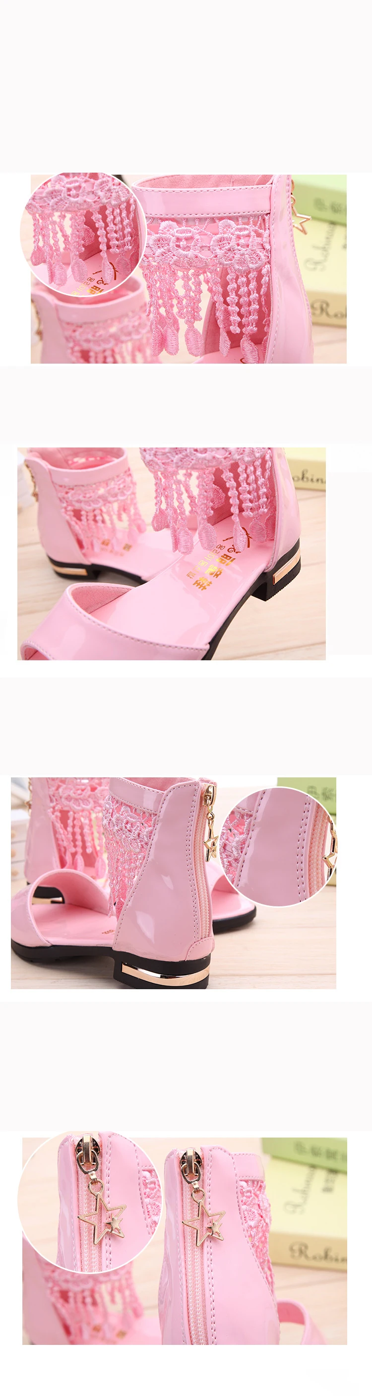 Girls Summer White Pink Tassel Sandals Boots For Teens Girls School Beach Princess Sandals Shoes 5 6 7 8 9 10 11 12 Years New