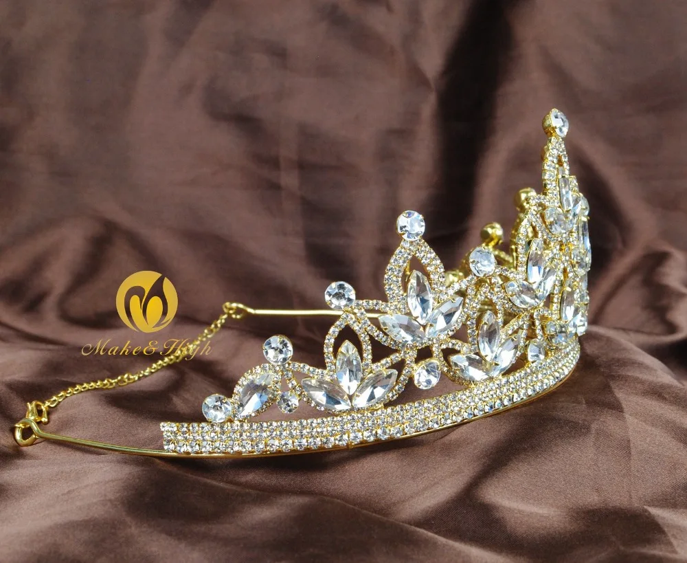 Женская тиара и короны со стразами украшение для волос золотые свадебные
