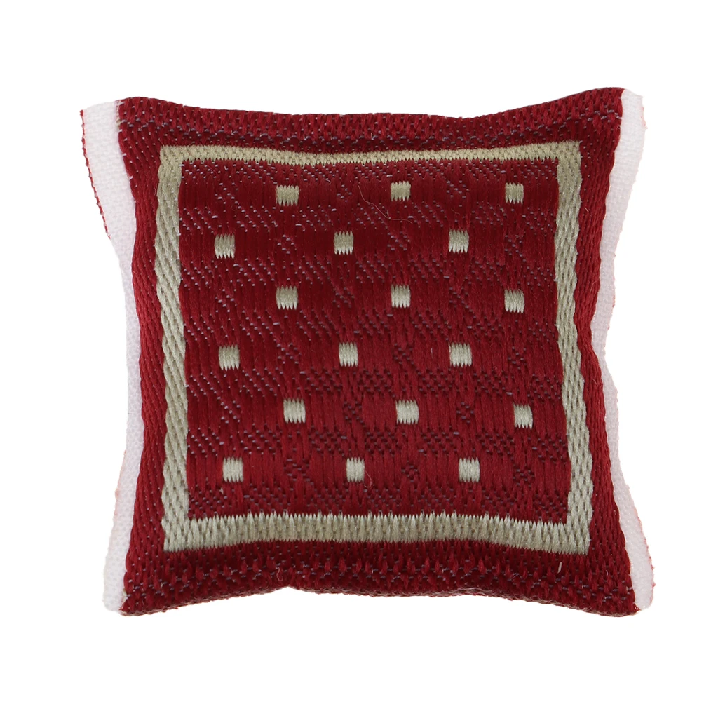 

1/12 Scale Red Woven Pillow Cushion for Dolls House Sofa Couch Chair Bed Accessories