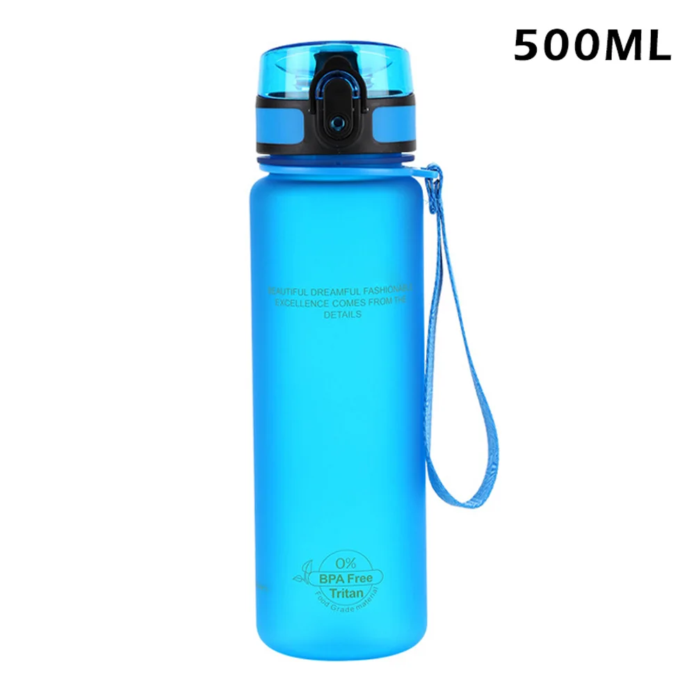 500ml blue Высокая портативная Спортивная бутылка для воды пластиковые анти-осенние Туристические Бутылки большой емкости для студентов DOG88 - Цвет: 500ml blue