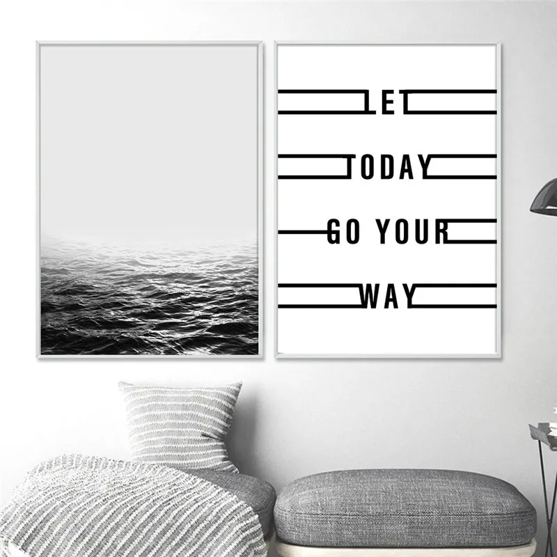 Nordic Стиль океан морская Wall Art Холст Картина Пейзаж мотивационный постер картину