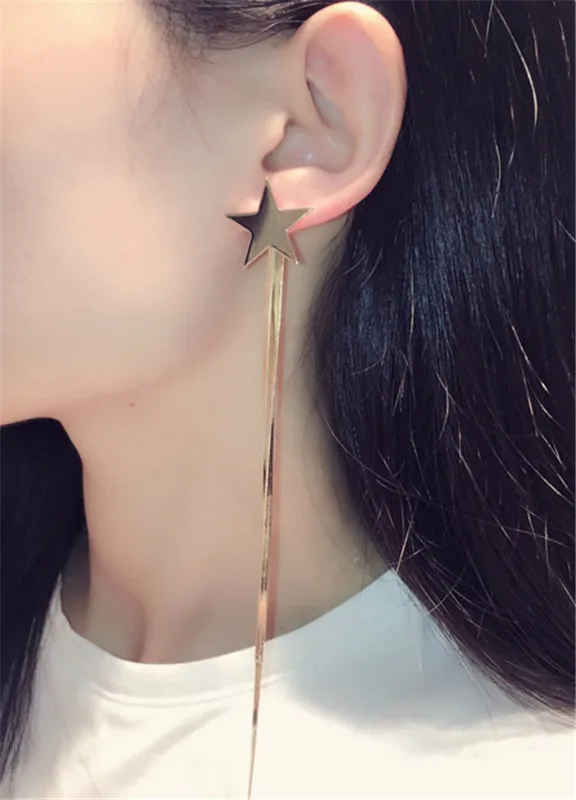 Charmwin New Tassel Earrings Long Women Gold Silver Color Star Dangle For PE1816 | Украшения и аксессуары