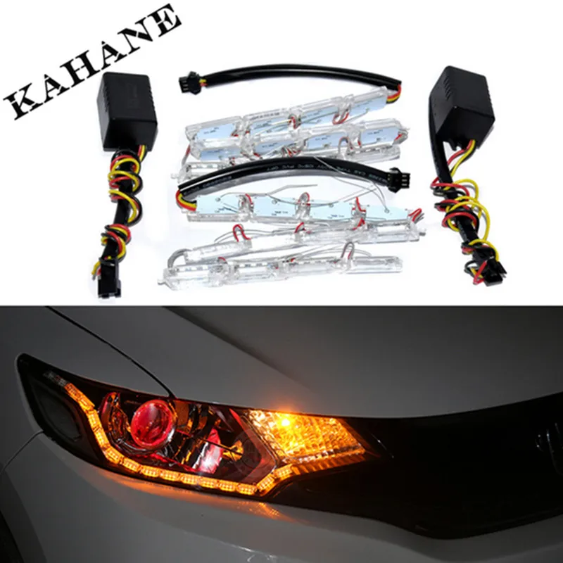 Светодиодный фонарь для ДХО 2 шт. белый желтый прозрачный 12 групп гибкий