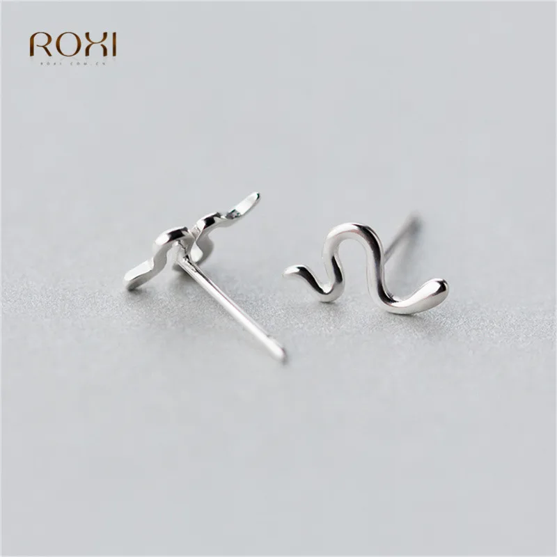 ROXI антиаллергенные серьги-гвоздики в виде змеи для женщин 925 пробы Серебряные Серьги очаровательные маленькие серьги в виде животных пирсинг