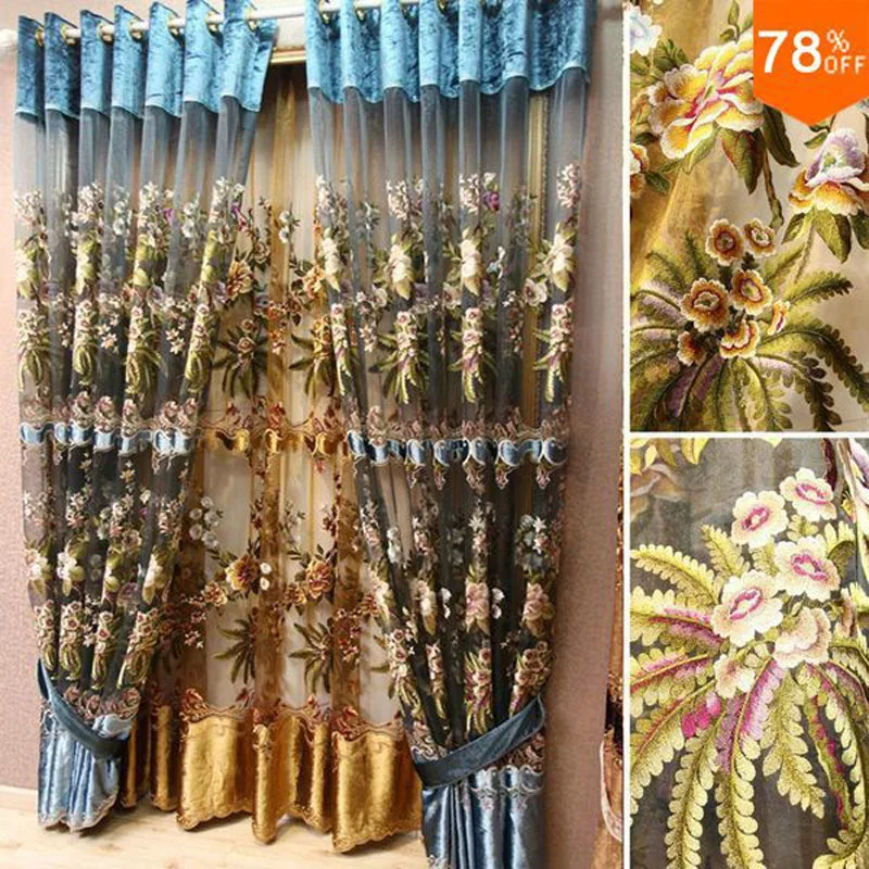 Drapery 3D s Flowers eyelet decoration Can be sheet curtain decorations have velvet valance rope &amp wall hook drapes curtains | Дом и сад