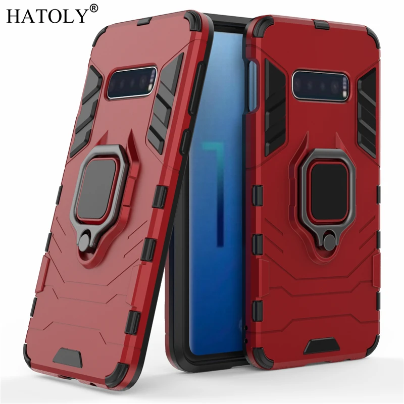 HATOLY For Samsung Galaxy S10e Case Cover Magnetic Suction Ring Bracket Cases Silicone Hard Armor Back for | Мобильные телефоны и