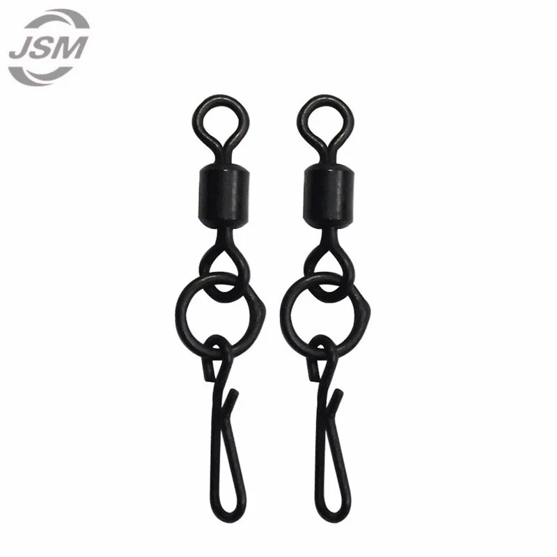 50 шт. матовые черные рыболовные Вертлюги JSM|rolling swivel|snap rolling swivelfishing swivels |