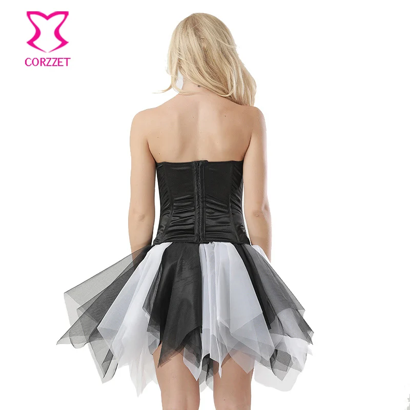 Сексуальный черный хлопковый корсет Corzzet с юбкой-пачкой для взрослых Одежда