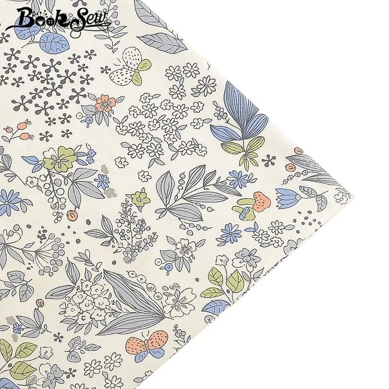 Booksew 100% хлопчатобумажная саржевая ткань с цветочным дизайном для шитья сделай