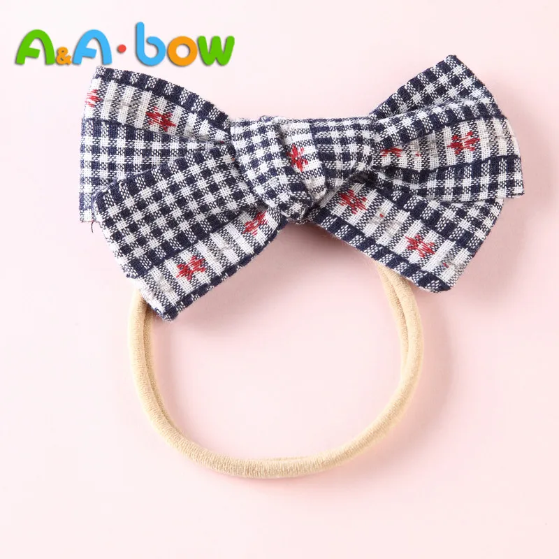 

8pcs Print Plaid Bow Headbands for Girls Elastic Bowknot Headband Hairband for Baby Girls Soft Nylon Toddler Hair Accessories