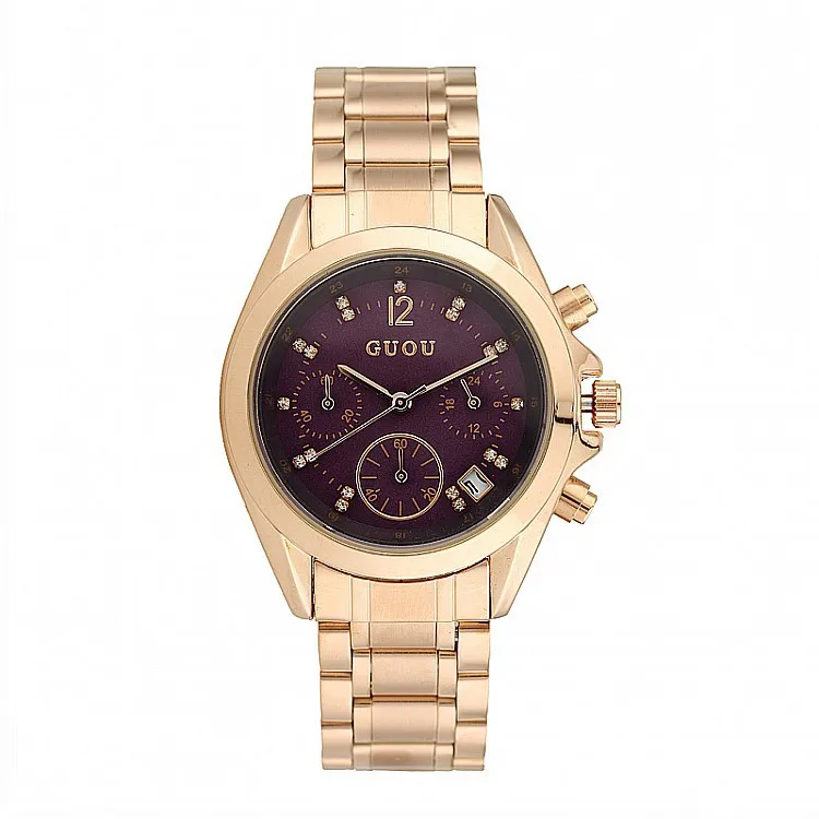 2018 новый бренд 3 глаза женские часы горячая распродажа Роскошные золотые