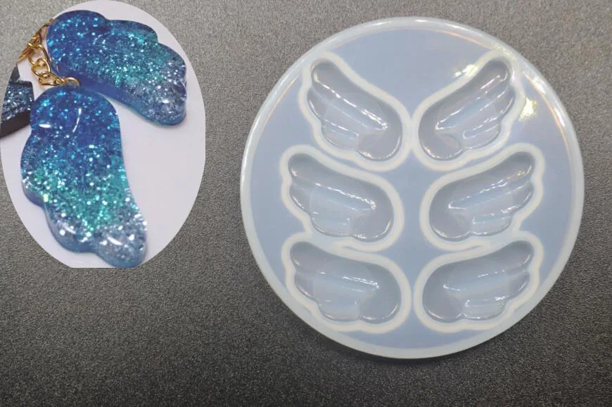 1pc=6pc Angel Wing DIY Jewelry Crystal UV Epoxy Resin Mold Pendant Translucent Molds Silicone Mould Mobile Phone Decoration Tool | Украшения