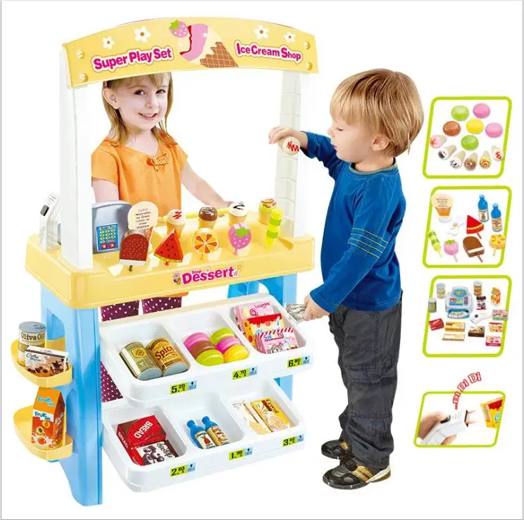 no retail box yellow Моделирование 86 см два цвета Детский подарок Мороженое магазин ребенок ролевые игры набор игрушка со сканером и кассовым аппаратом Супермаркет игрушки - Цвет: no retail box yellow