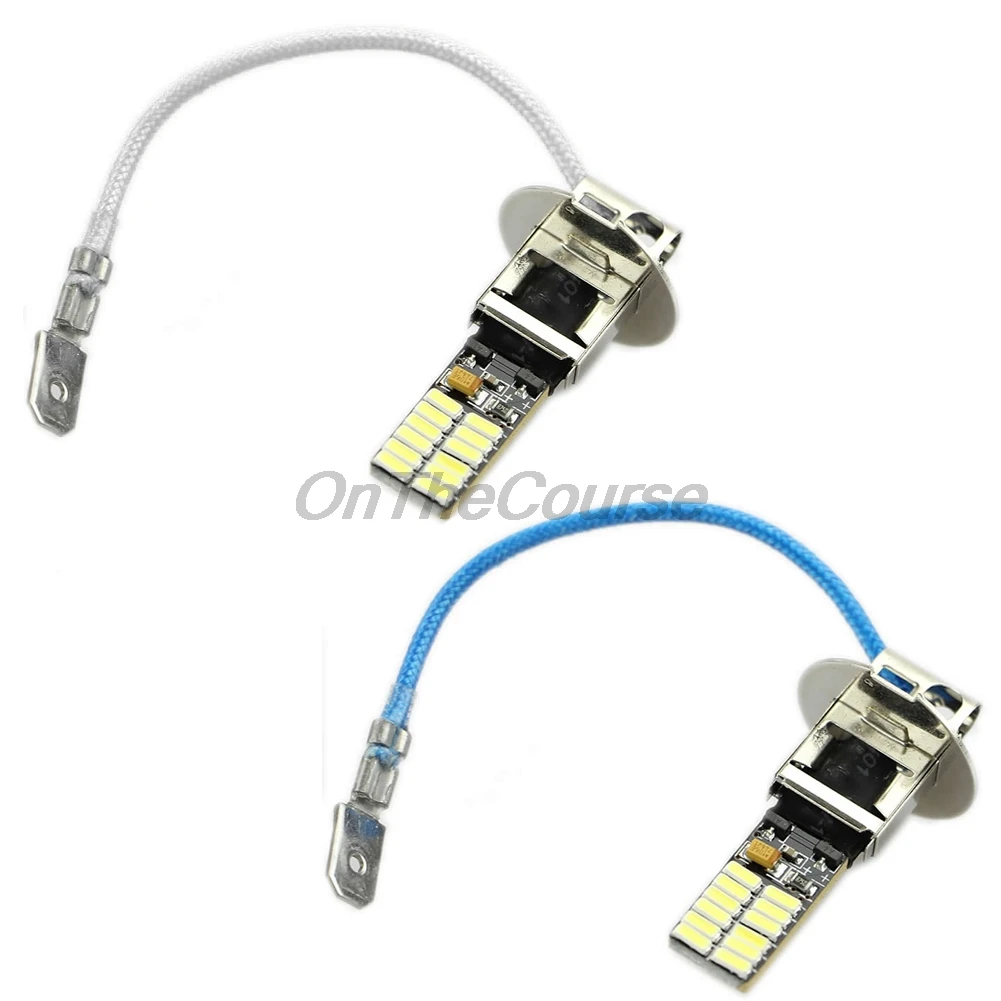 24-SMD-4014 H3 6500K HID Белый светодиодный лампы для противотуманных фар или фар дальнего света