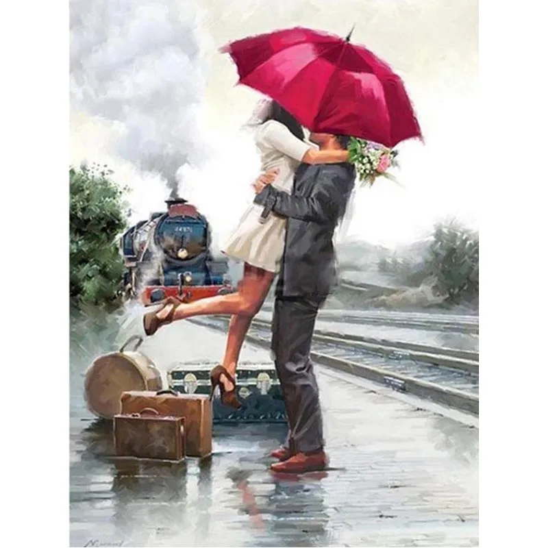 5D алмазная картина с изображением поезда объятия влюбленных одуванчиков Diy Кубик