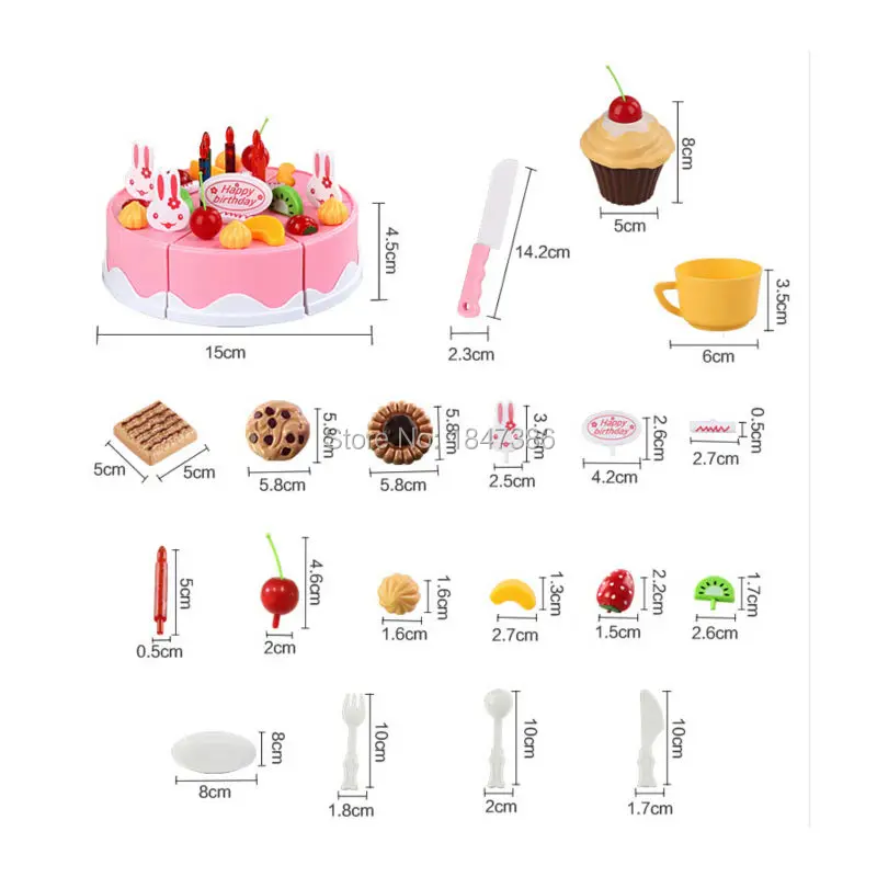 

75Pcs Pretend Play Toys Birthday Cake Food Toy DIY Cutting Birthday Cake Children Kids Baby Early Educational Classic Toy set