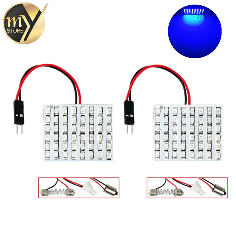2 шт. 48 SMD светильник вая панель w5w BA9S Festoon/C5W Dome LED внутренняя лампа 12V парковочный