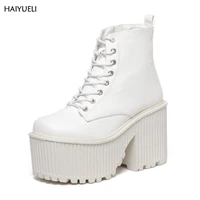 womens boots winter fashion platform high heel boots ladies ankle boots punk rock motorcycle boots black platform shoes