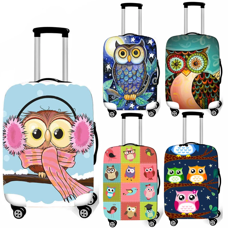 Милый эластичный защитный чехол для багажа с совой, аксессуары для путешествий, защита от пыли, чехол для багажа, водонепроницаемый чехол на колесиках, чехол для костюма, чехлы