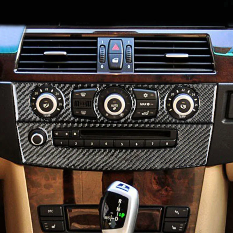 Carbon Fiber Console Gear Shift Panel Air Outlet Frame Door Armrest Decor Strips Cover Trim Sticker for BMW 5 Series E60 2005-10 |
