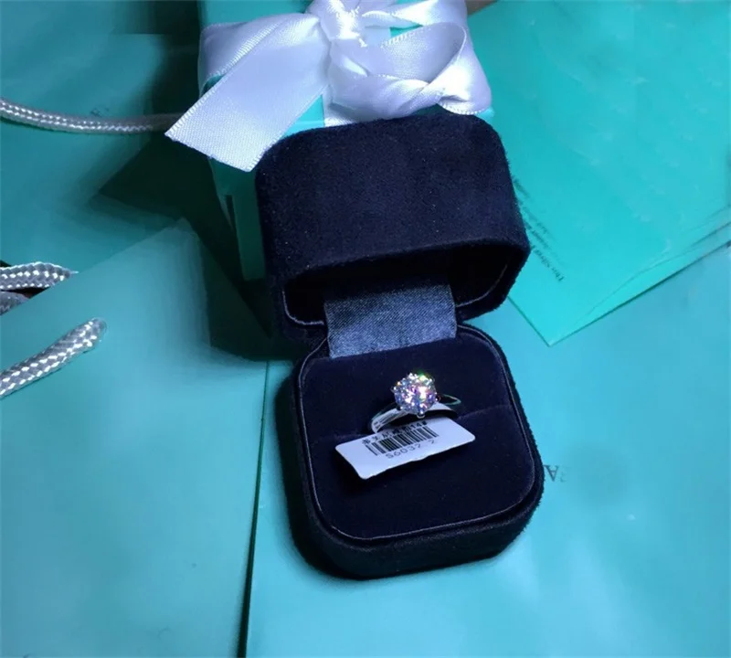 95%-ная скидка! С сертификатом оригинальное 925 Серебряное кольцо 1.5ct Пасьянс кубический цирконий хорошее ювелирное изделие Свадебные Кольца для женщин J121