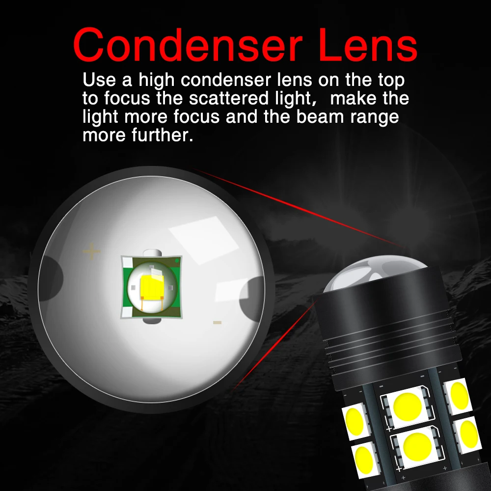 Xukey Car 7440 7443 LED Bulbs W21W W21/5W T20 Reverse DRL Backup Light Blubs Super HID White 12V 6W 5050 SMD|Сигнальная лампа| |