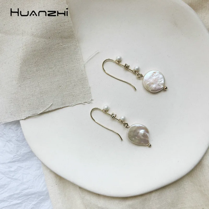 HUANZHI 2019 Chic простой нерегулярные барочный пресноводный жемчуг элегантный горный