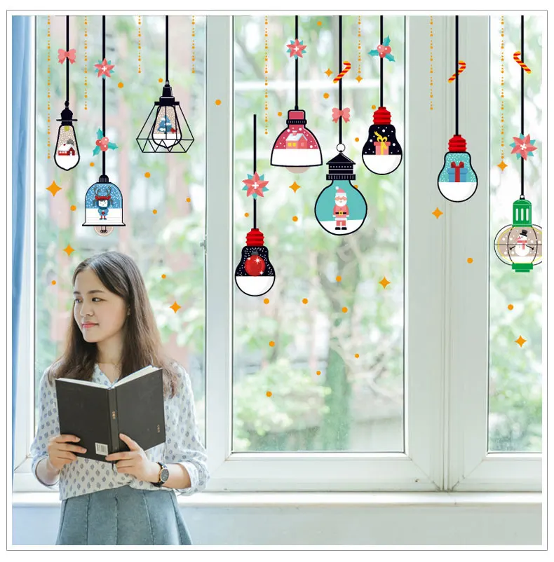 

Christmas Chandelier Wall Sticker Shop Window Glass Door Wall DIY Home Decor New Year Christmas Decoration Stickers