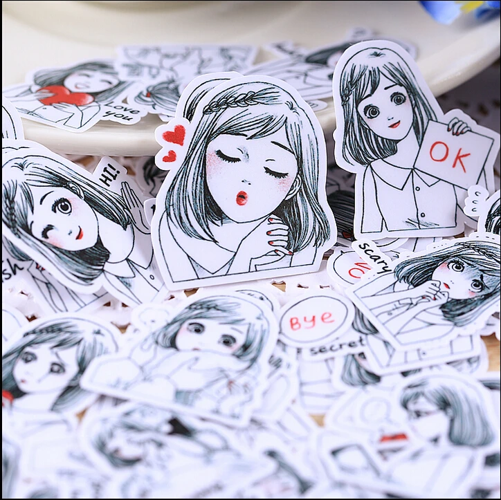 

39pcs Creative Cute Self-made Girlhood Girl Stickers Scrapbooking Stickers /decorative Sticker /DIY Craft Photo Albums