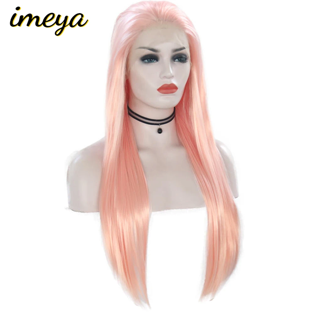 Fanxiton длинные прически Silky Straight светильник розовый Парики высокого Температура
