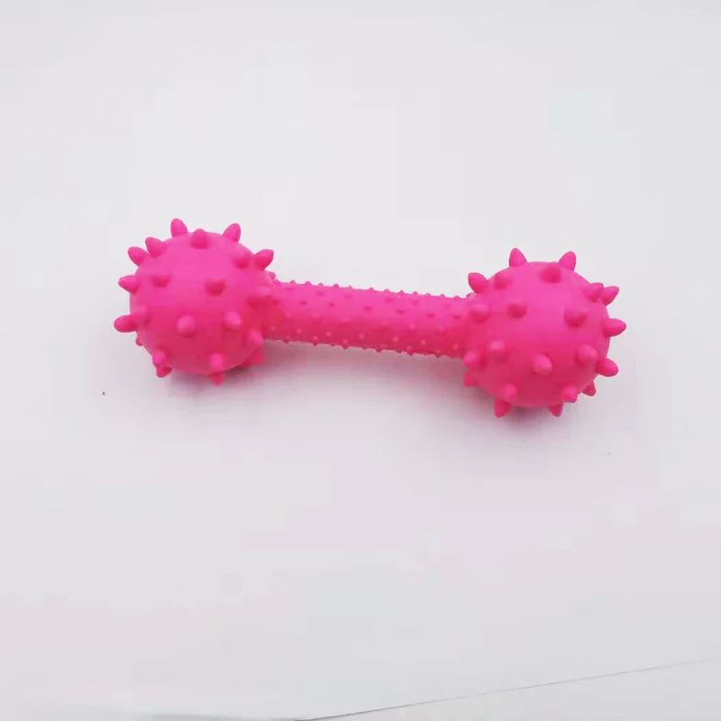 Chewing Toy for Dogs - Rubber Thorn Barbell Bone to Grind Teeth and Keep Pets Happy - Random Color image 3