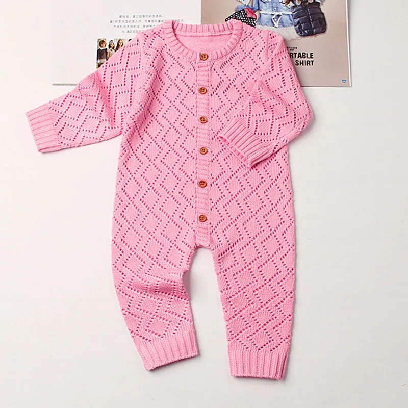 Newborn Baby Rompers Toddler Girls Clothes Autumn Long Sleeve Candy Color Infant Boys Jumpsuits Children Knitted Outfit Overalls | Детская