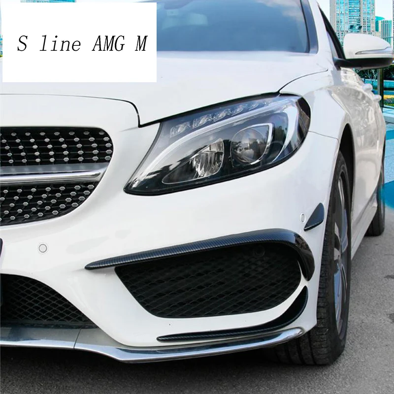 

Car styling Carbon fiber head fog lamp grille slats auto lights covers Stickers for Mercedes Benz C Class W205 Auto Accessories
