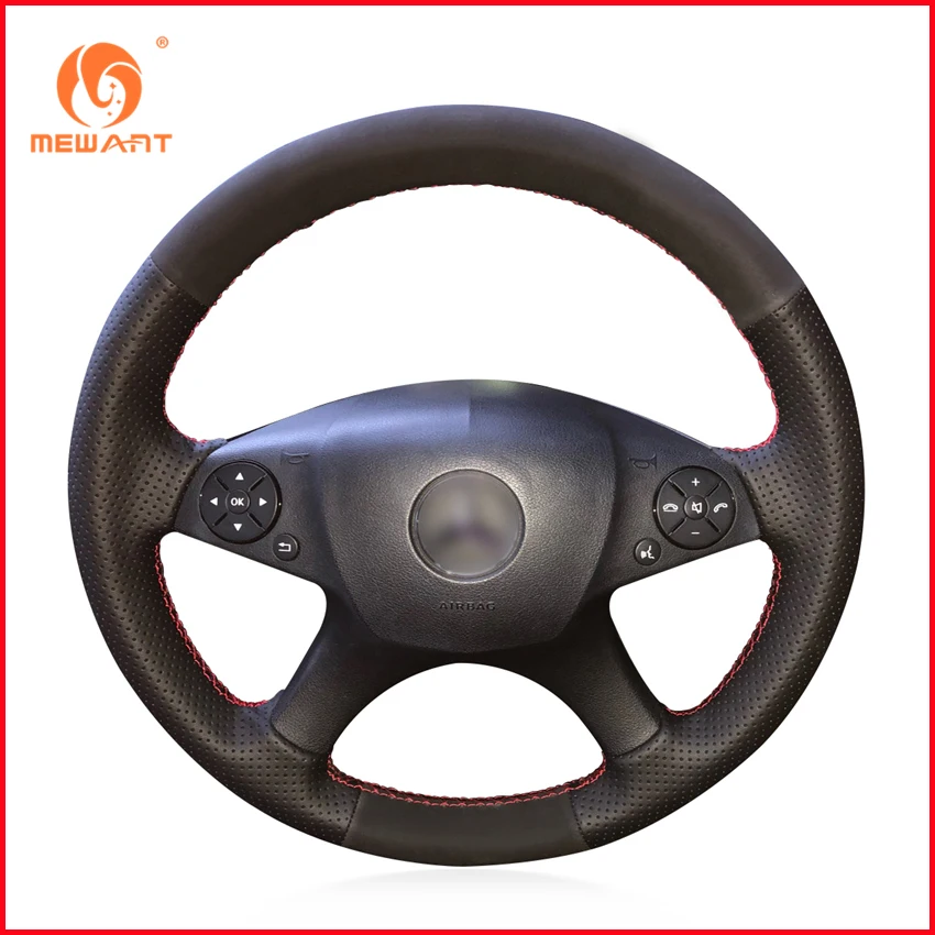 Чехол на руль MEWANT из черной натуральной замши для Mercedes Benz W204 C Class 2007 2010 C280 C230 C180 C260