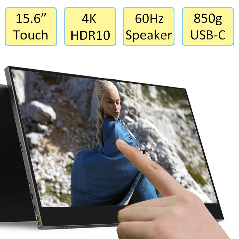 15,6 дюймовый 4K высококачественный сенсорный экран PD45W источник питания портативный расширительный сенсорный монитор для ноутбука ПК компьютера телефона 60 Гц
