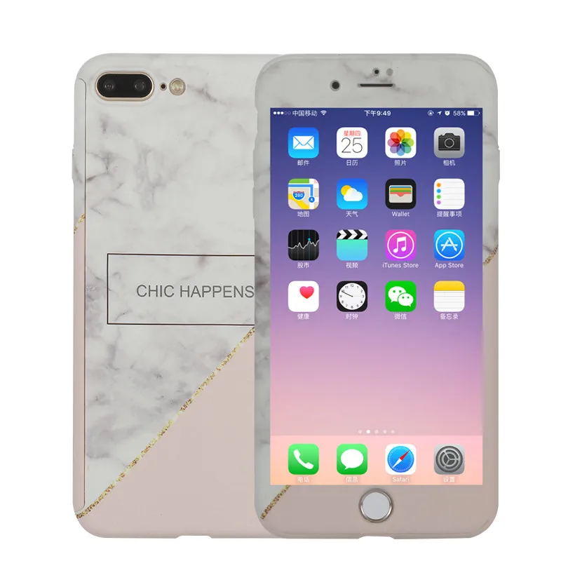 Коралловый мраморный чехол для iPhone 5 5S SE телефона 360 градусов Полностью