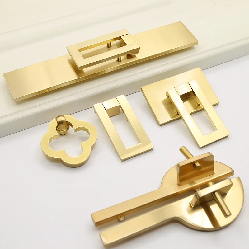 JD New Chinese Zinc Alloy Door Wardrobe Brushed Brass Door Handle Gold Cabinet Drawer Door Handle Furniture Handle Hardware